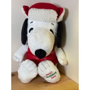 Peanuts Snoopy Macy's Holiday 2015 Plush Toy Red Vest Winter Hat
